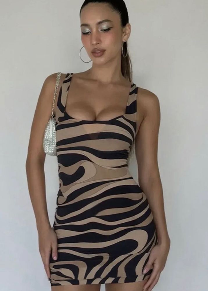 Patterned Bodycon Mini Dress