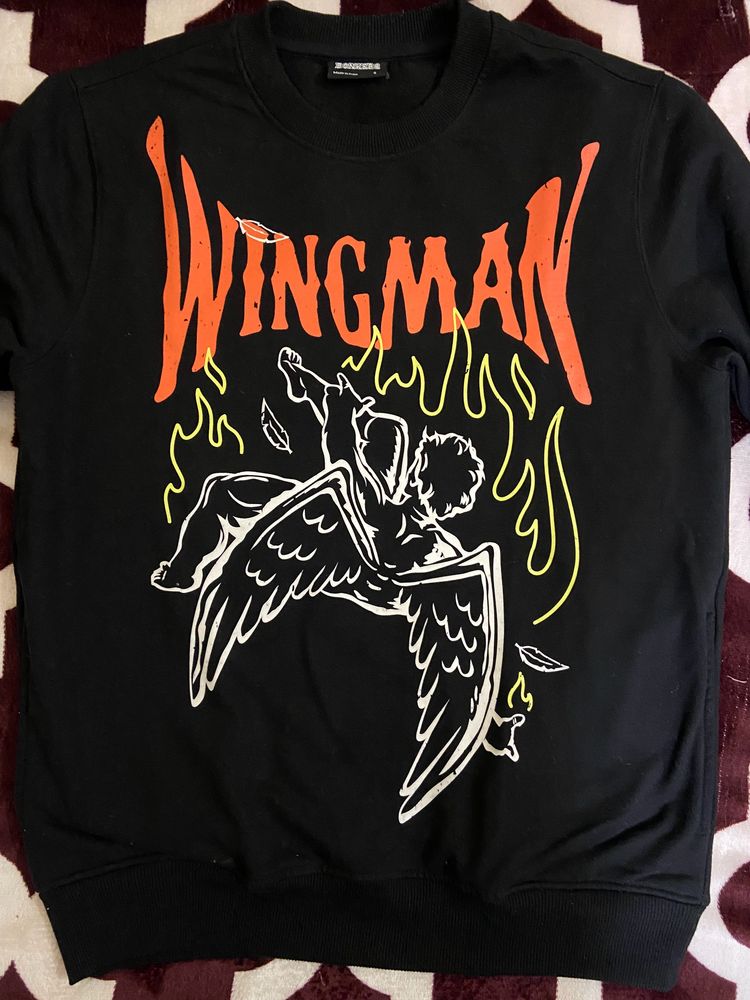 Unisex Oversized Bonkers Black Wingman Sweatshirt