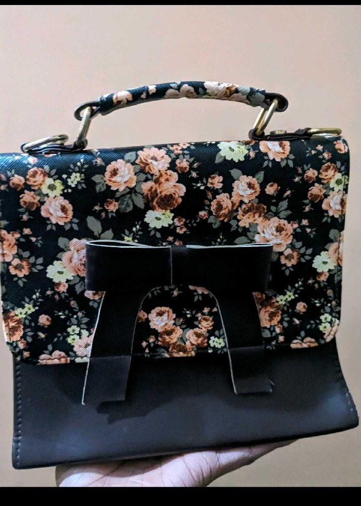 Brown Flower Hand Bag