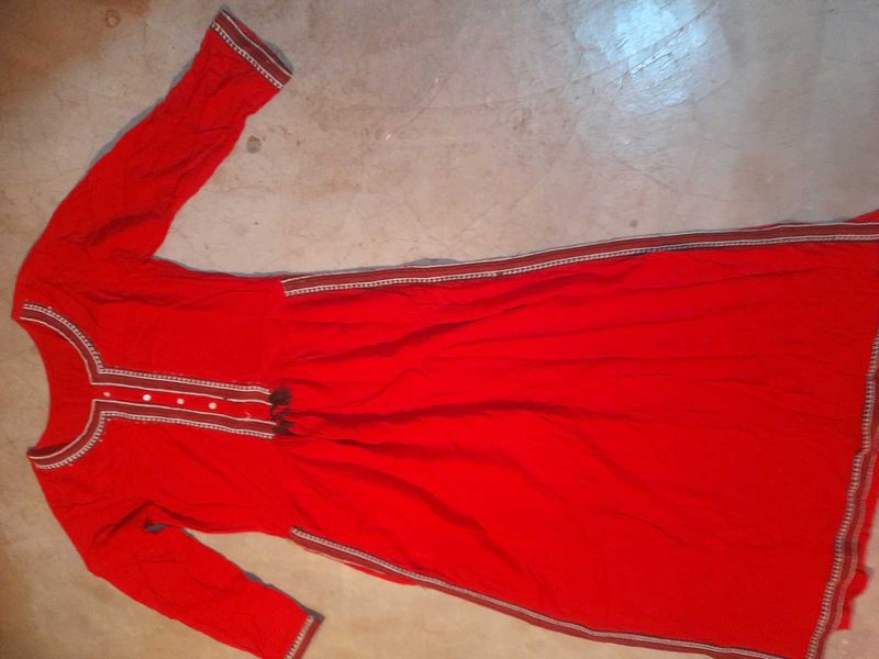 Red Side Cut Kurti