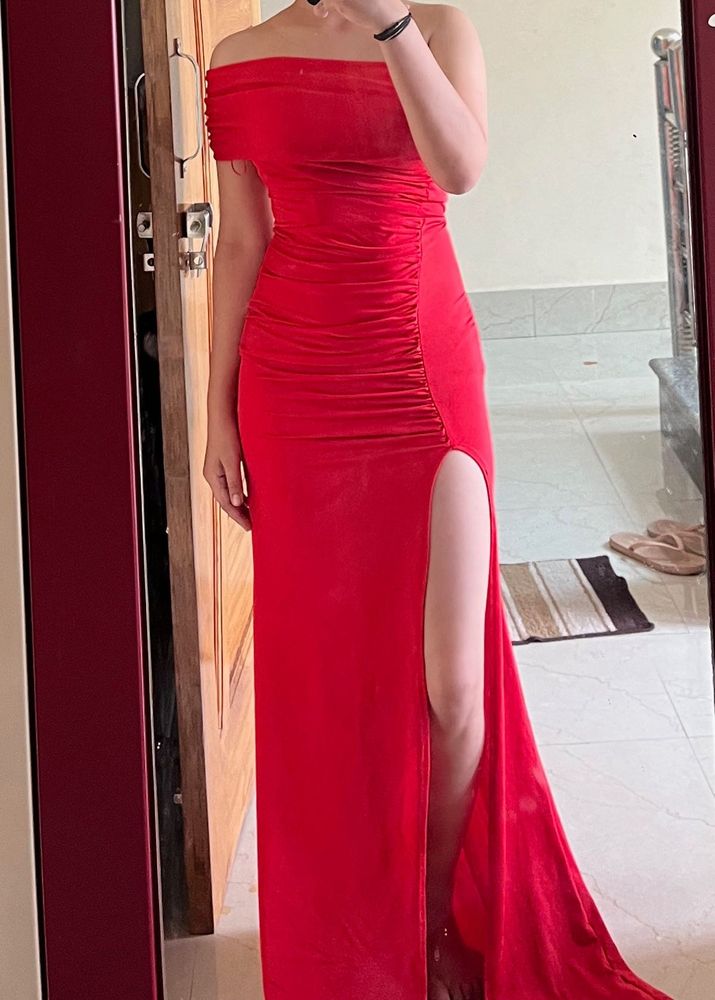 Red Floor Length Dress