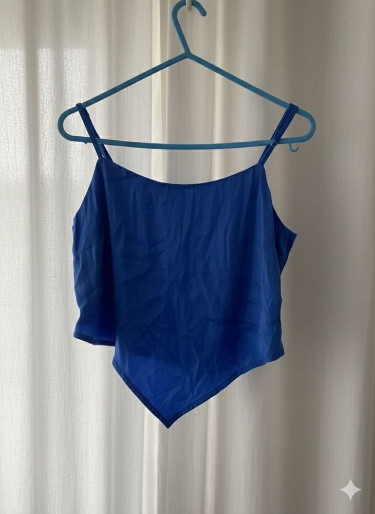 Blue bow backless Cami Top