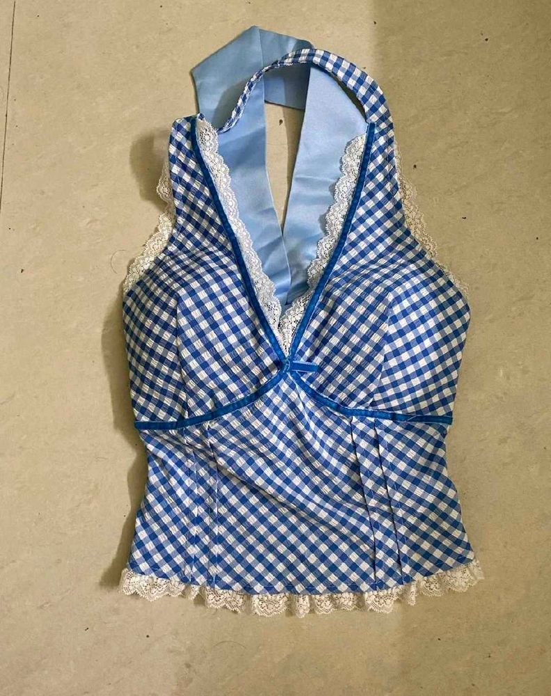 Gingham Halter Neck Top