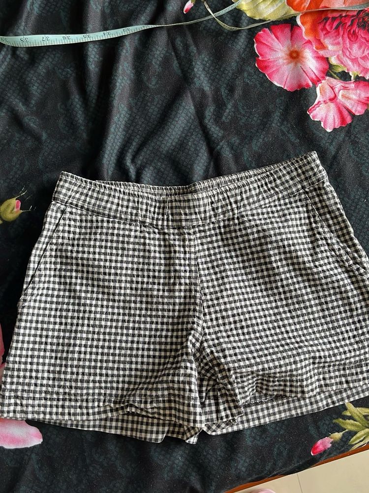 Checkered Black &amp; White Shorts
