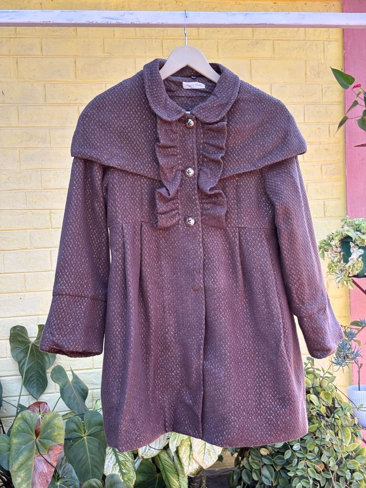 Chic Ruffled Collar Girls Coat