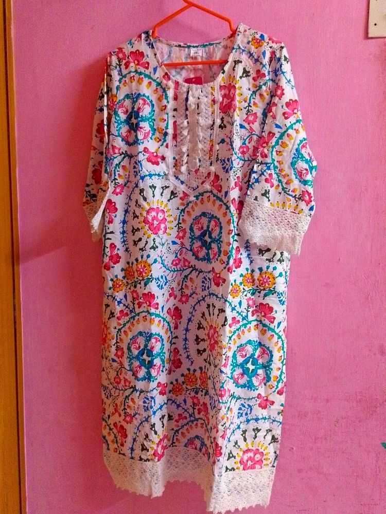 Women Printed Cotton Blend Kurta