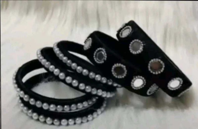 Handmade Black Bangle Set