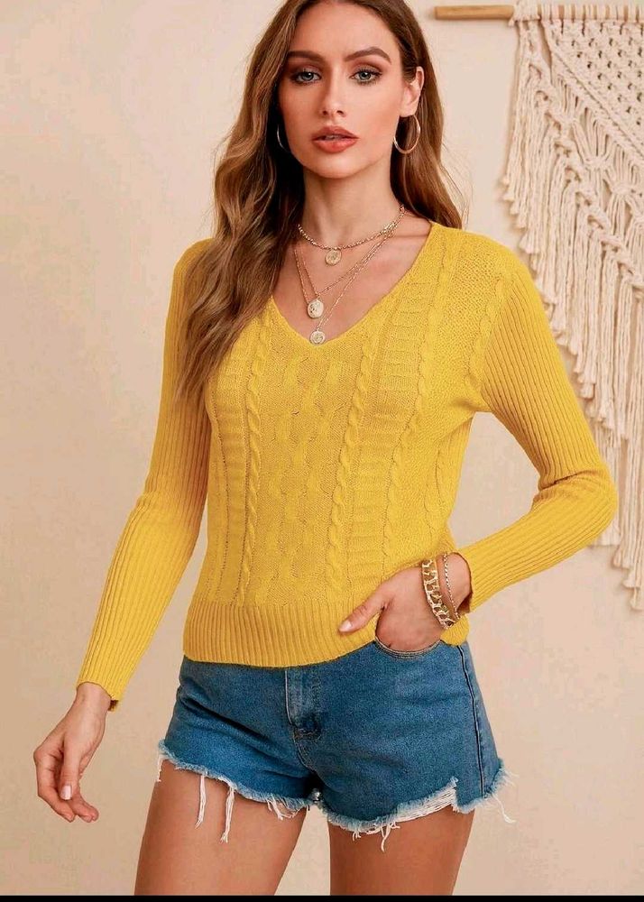 🎀New With Tag Mustard Cable Knit Sweater ()