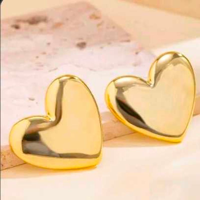Gold Heart Stud Earrings