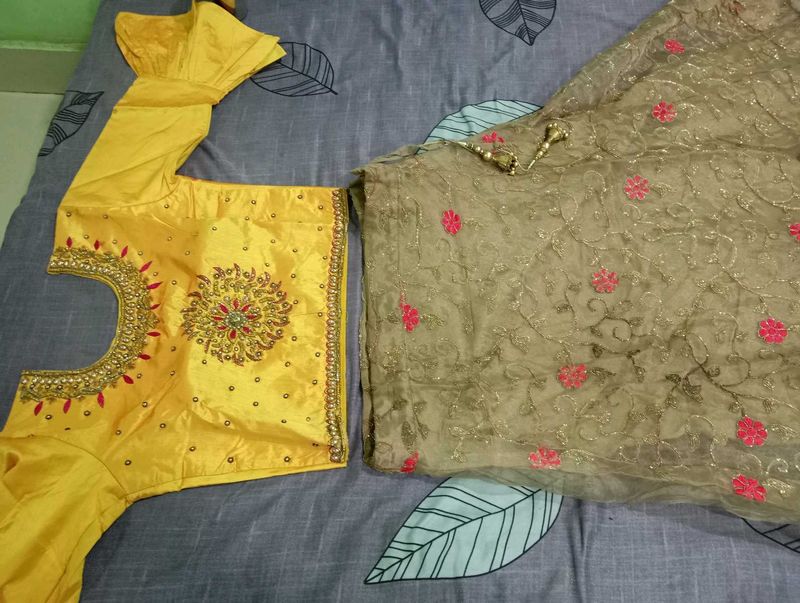 crop top with lehenga and dupatta set