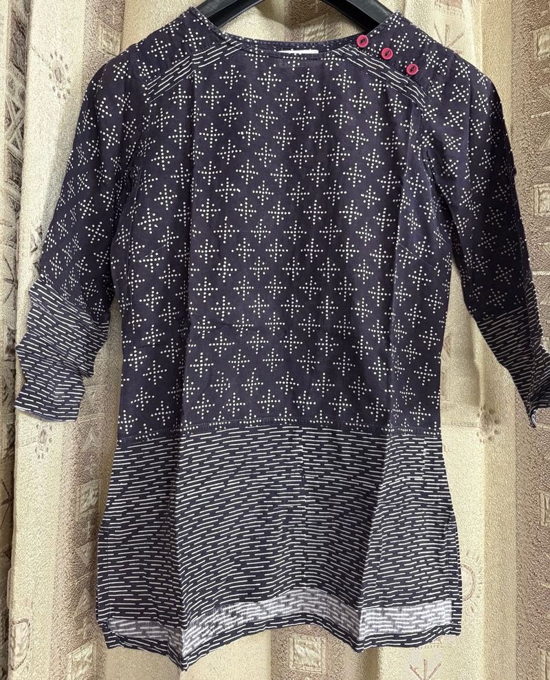 Stylish Black Cotton Short Kurti