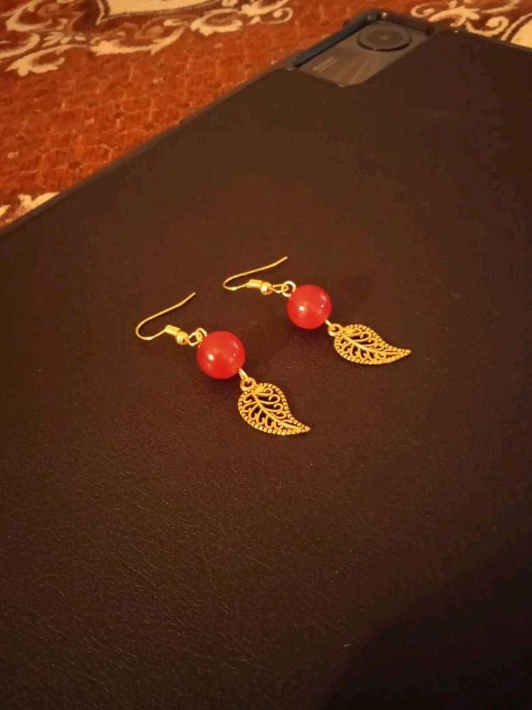 Handmade Leaf Charm Earrings
