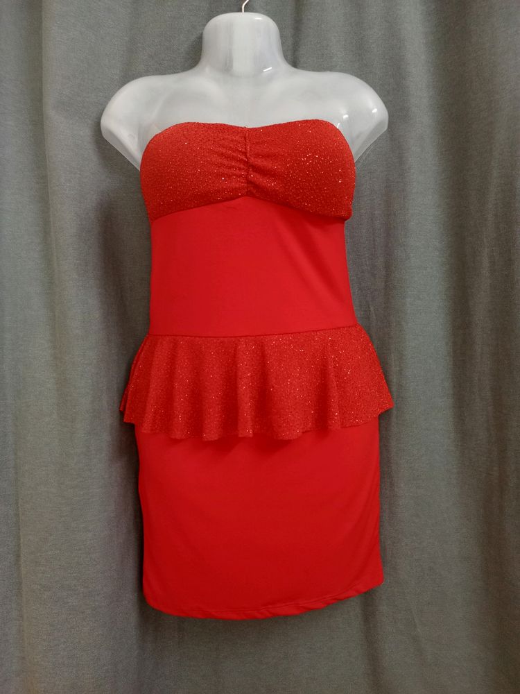 Hot Red Padded Tube Mini Dress For Women&#39;s