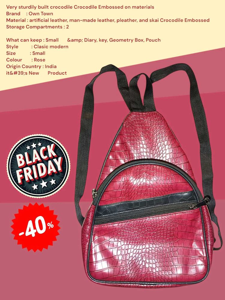 Rose Crocodile Embossed Backpack