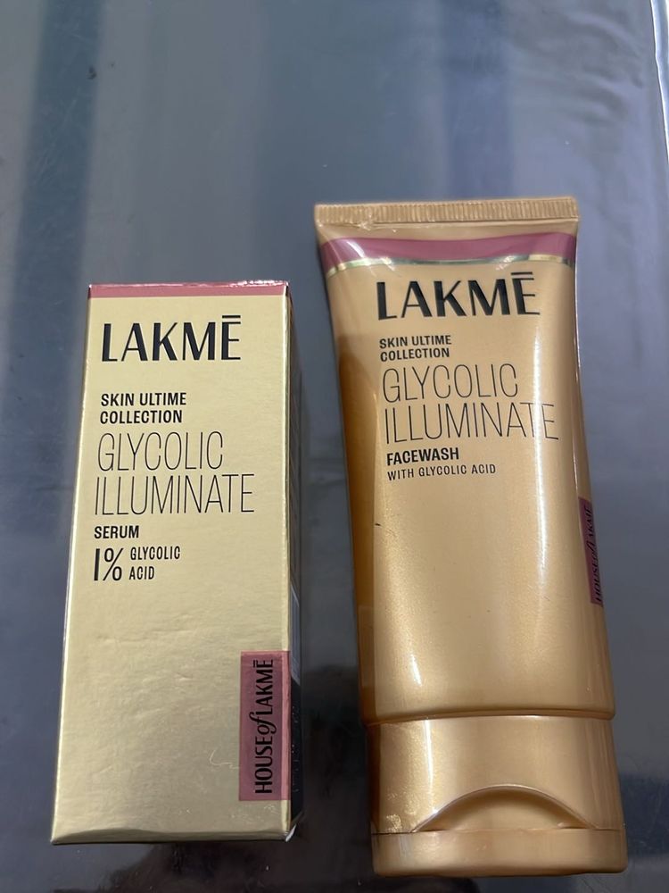 Lakme Glycolic Acid Illuminate Facewash and serum