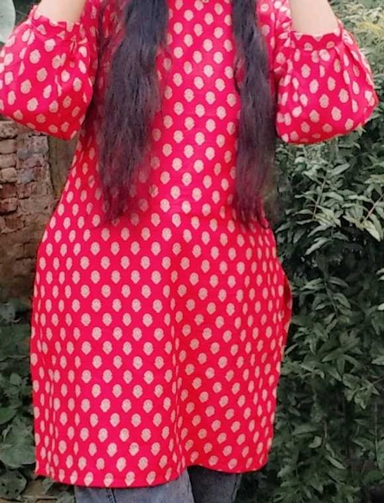 Red Printed Kurta