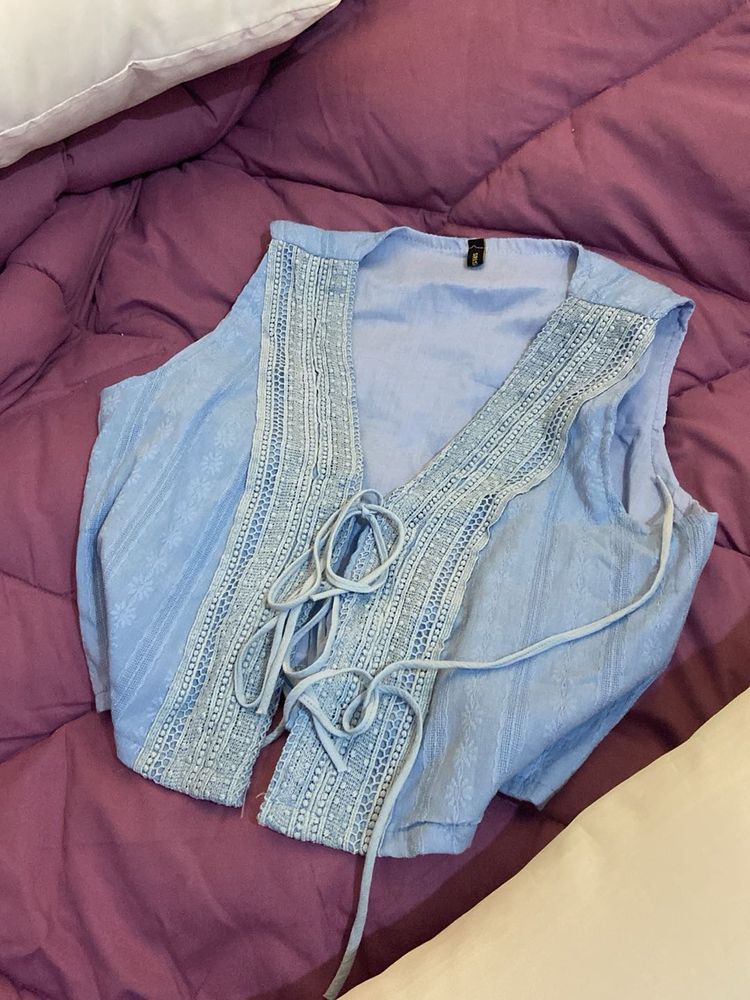 Boho Chic Light Blue Vest