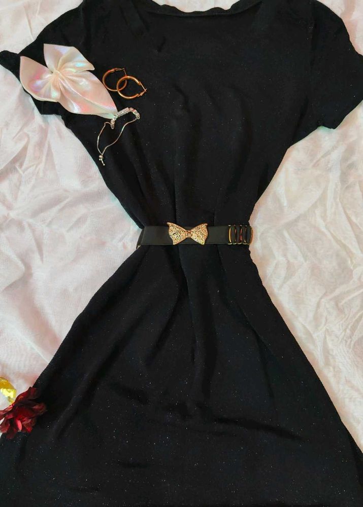 Shimmery Black Bodycon Dress For Women🎀