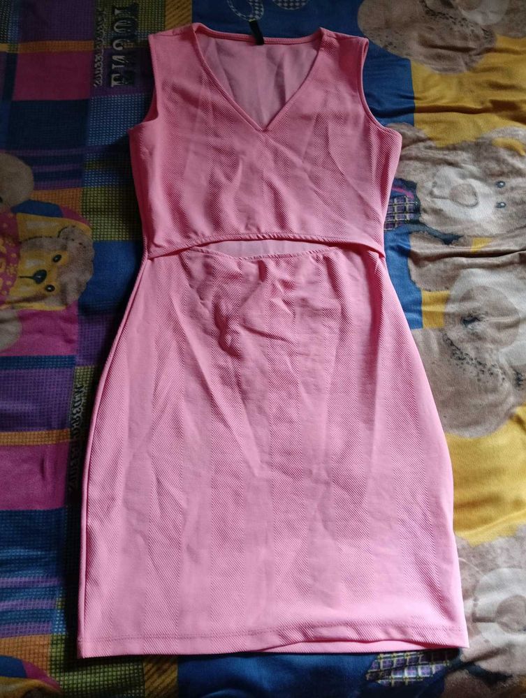 Women Skater Pink Sleeveless Dress