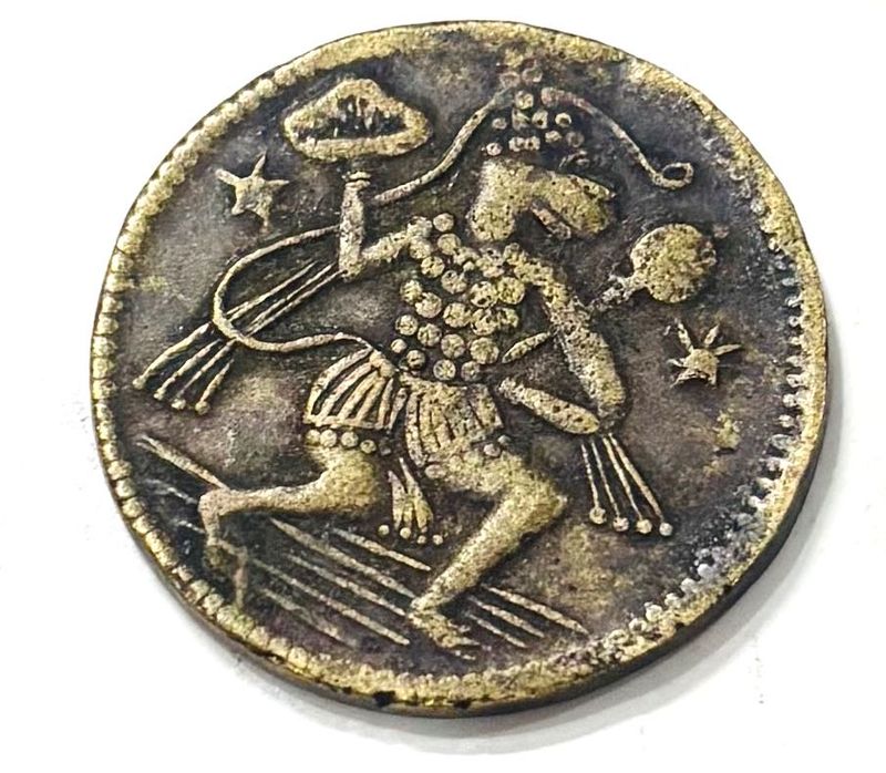 HANUMANJI WITH RAMDARBAR COPPER TOKEN