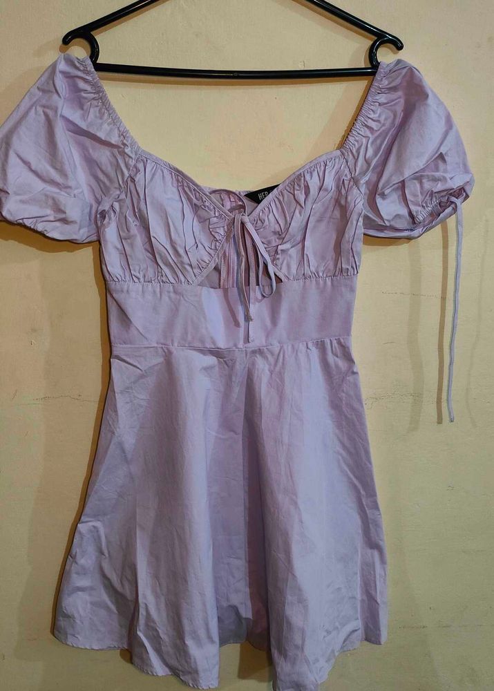 Lilac Puff Sleeve Mini Dress