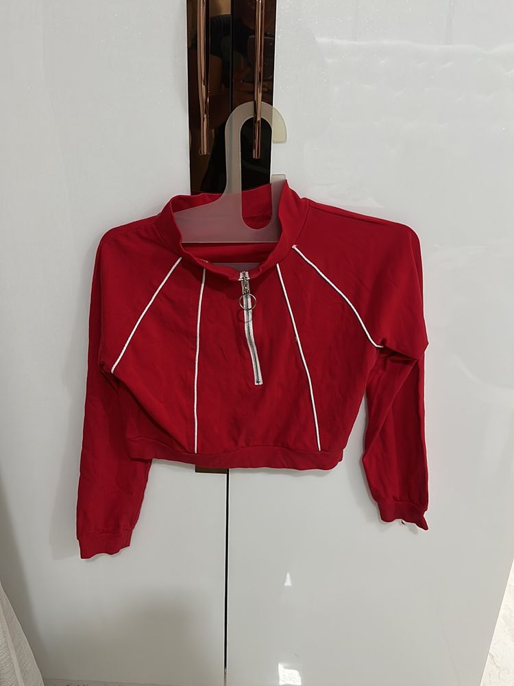 Bright Maroon Stylish Crop Top