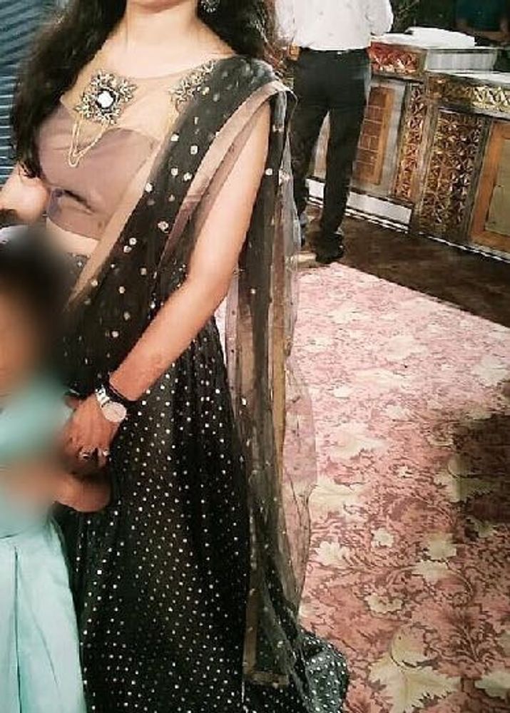 Elegant Black Embellished Saree