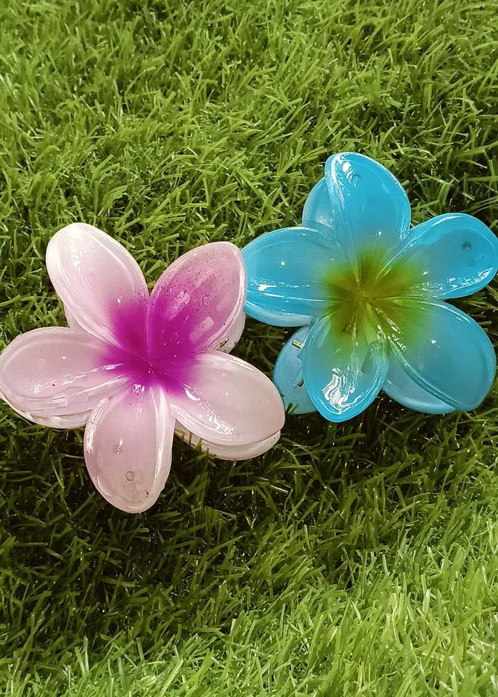 Floral Design Hair Claw Clips Pack Of 2