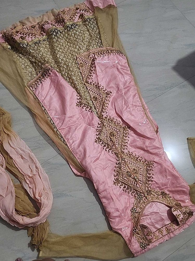 Pink and Gold Embroidered Salwar Kameez