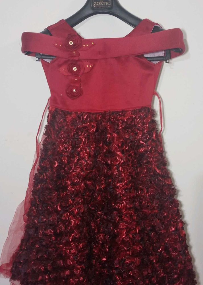 Maroon Floral Party Dress