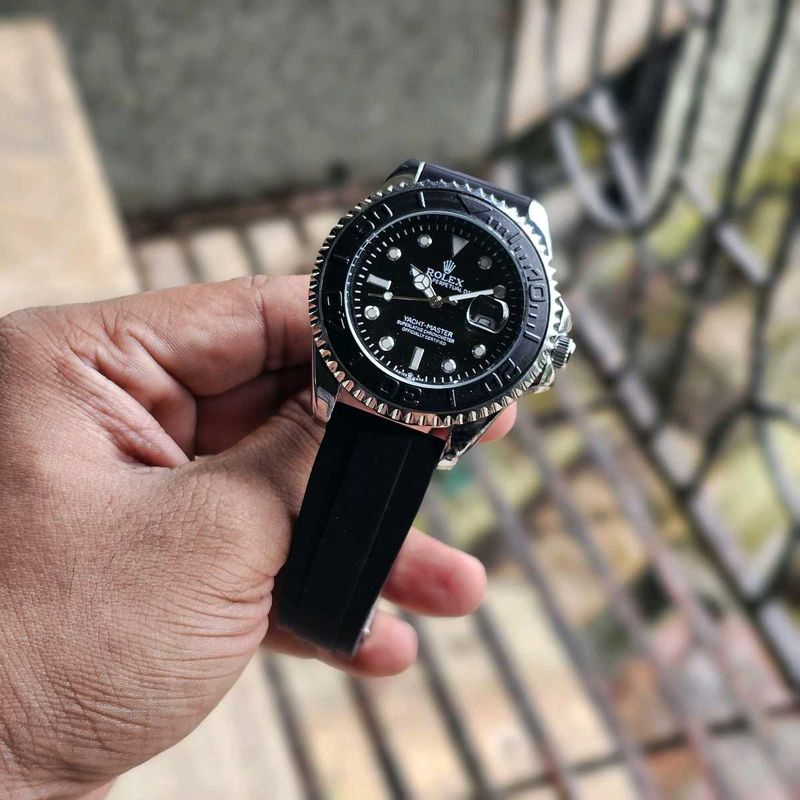 ROLEX MENS BLACK SILICONE BELT WATCH@SALE