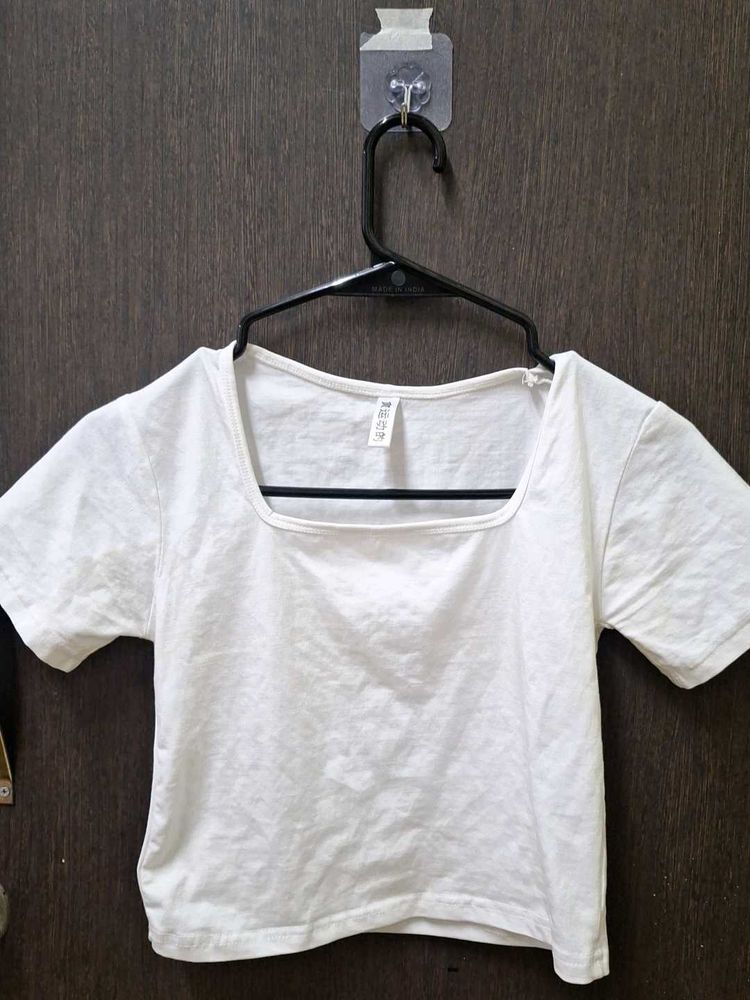 Solid White Top For Women