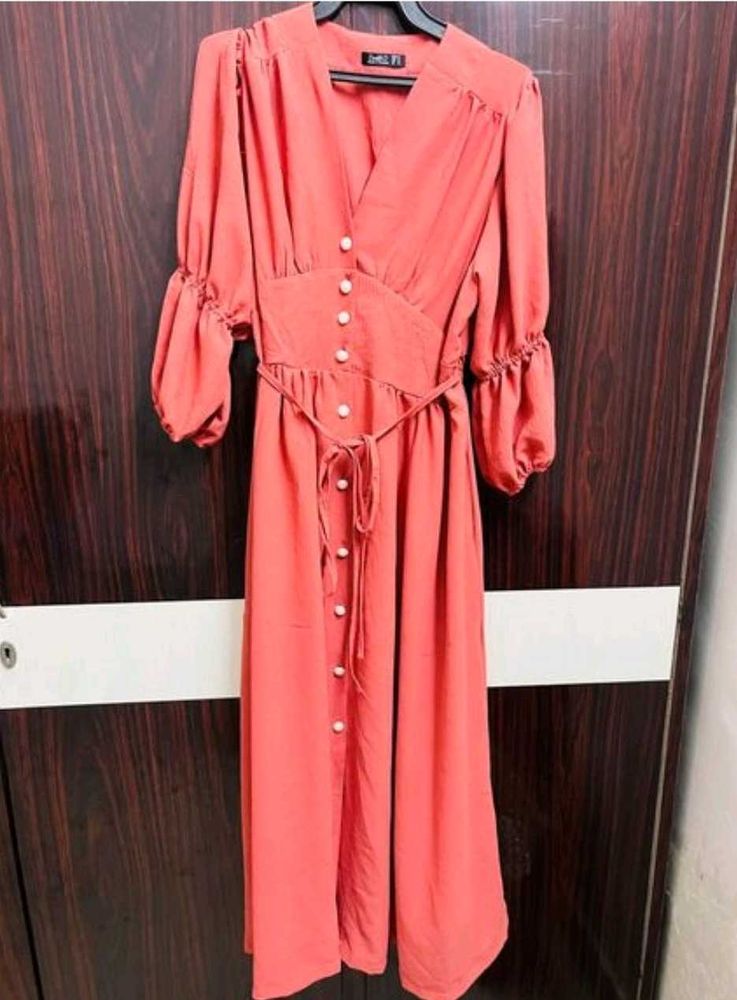 Long Peach Maxi Dress