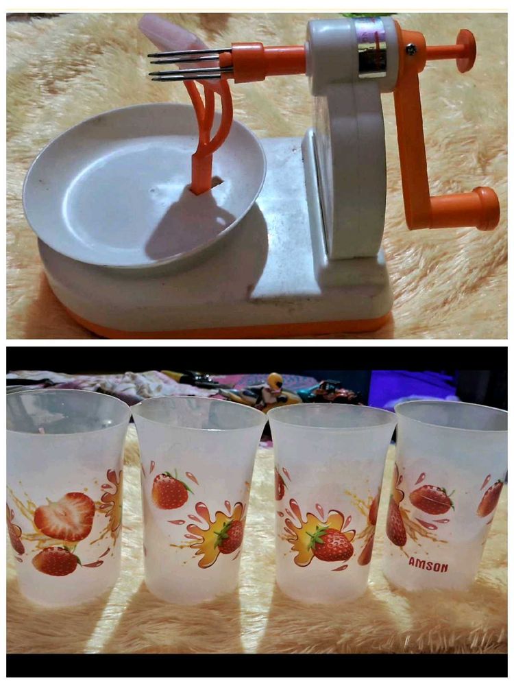 COMBO OF 2, FRUIT PEELER N 4 PIECE GLASS SET