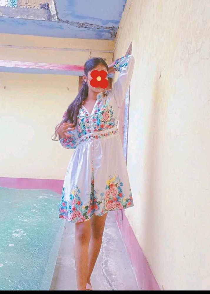 Floral Embroidered White Dress