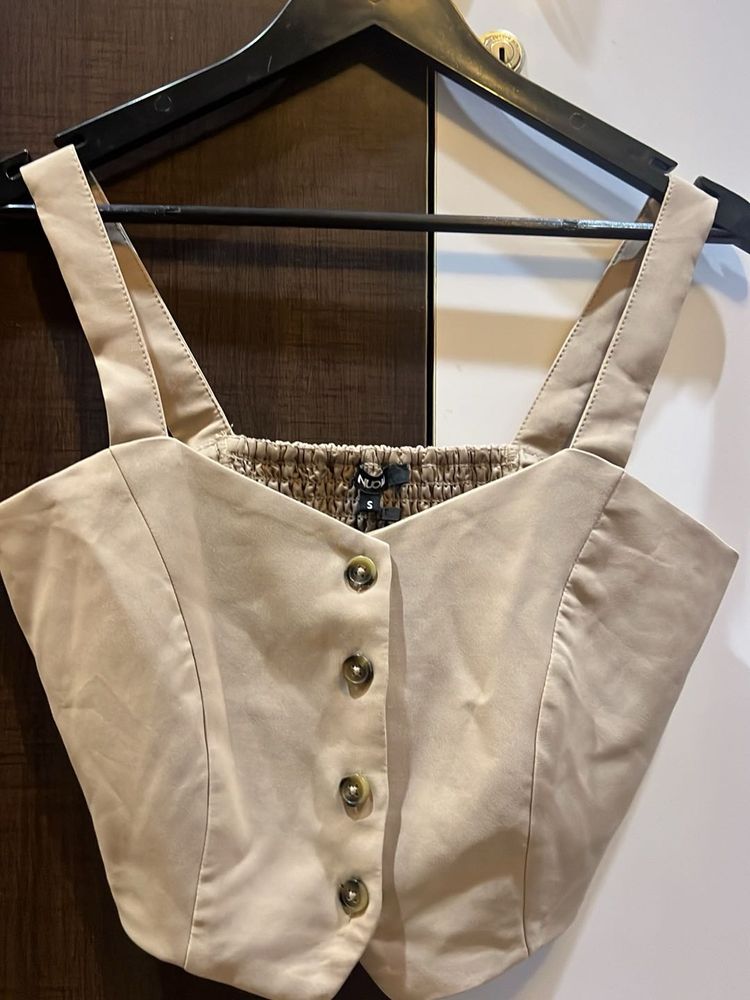Cute Beige Crop Top