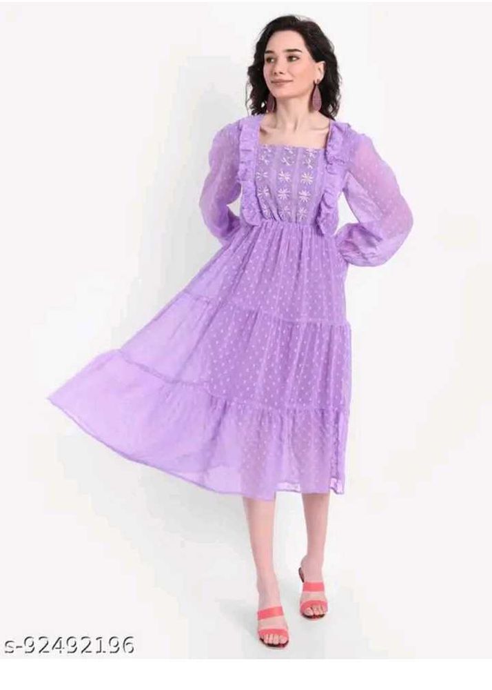 Lavender Ruffled Tiered Dress