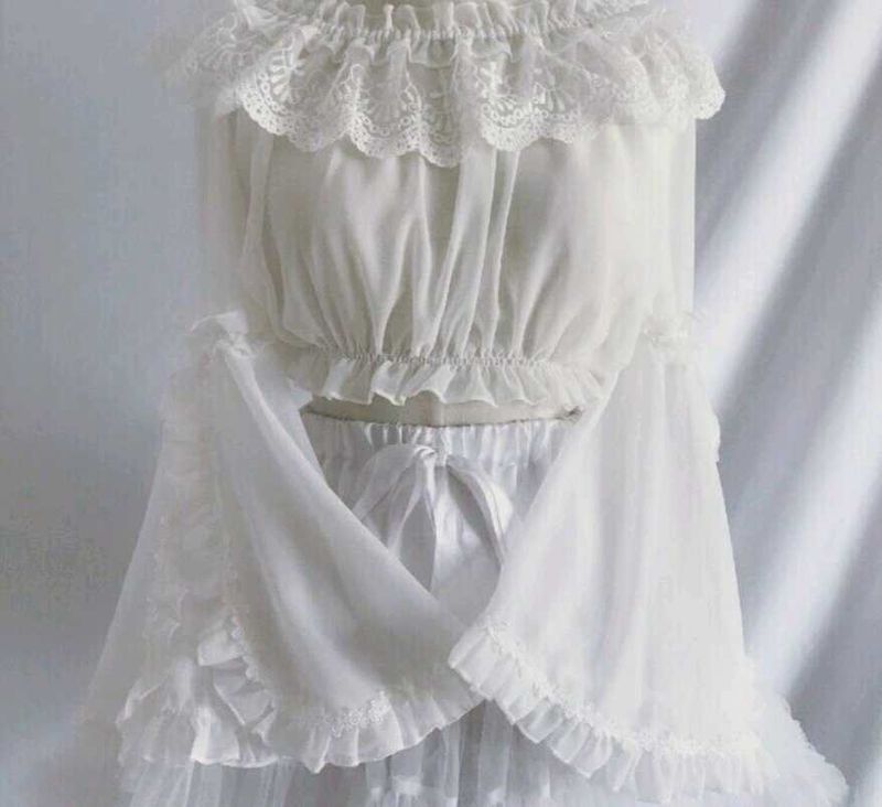 White Lace Beautiful Aesthetic Off Shoulder Top