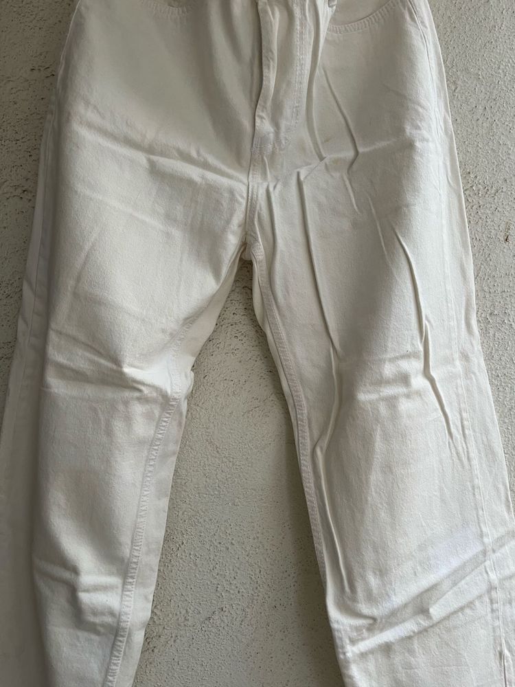 : Ivory Flow Wide-Leg Jeans