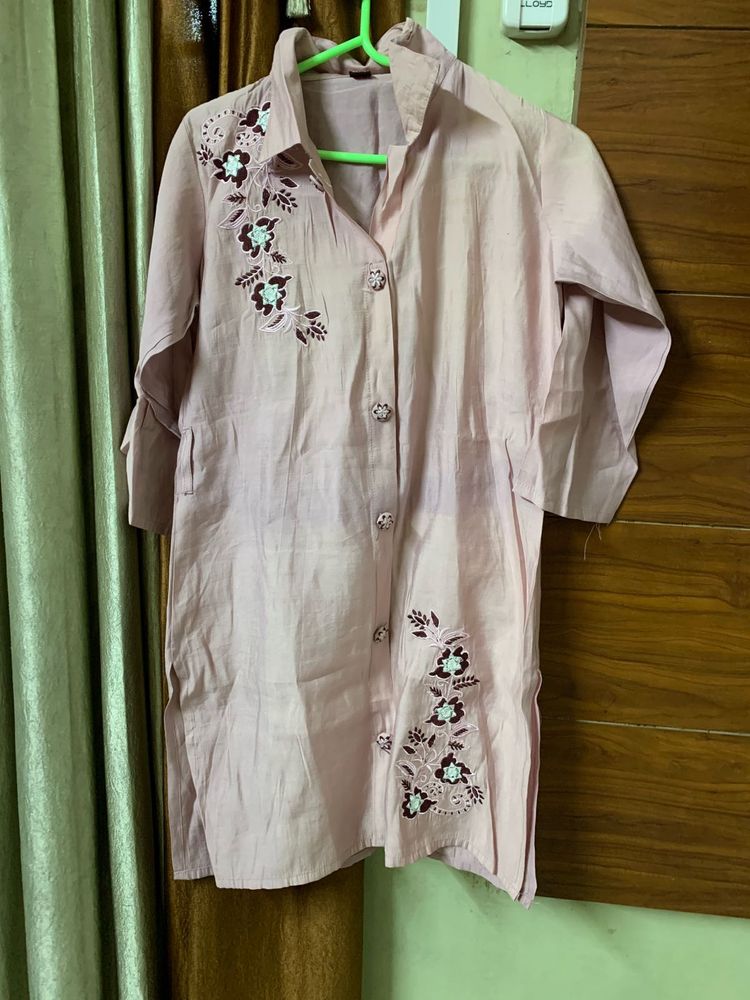 Embroidered Linen Cord Set