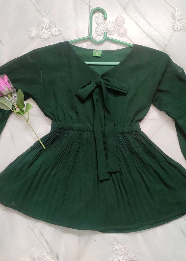 Green Tie-Front Top