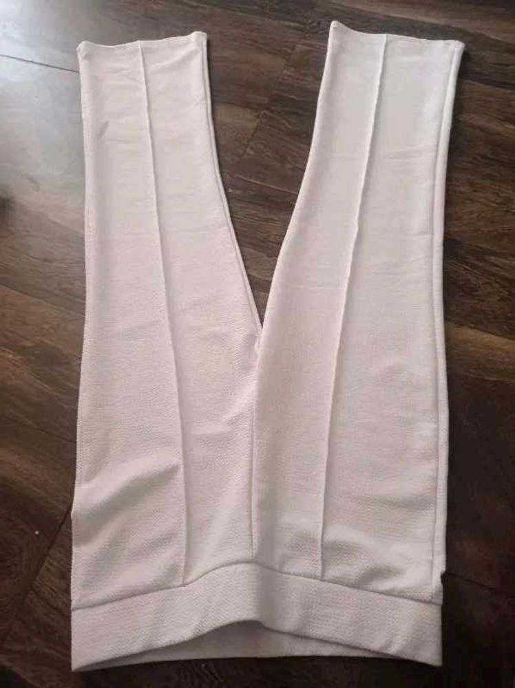 Casual Polyester Blend White Pant