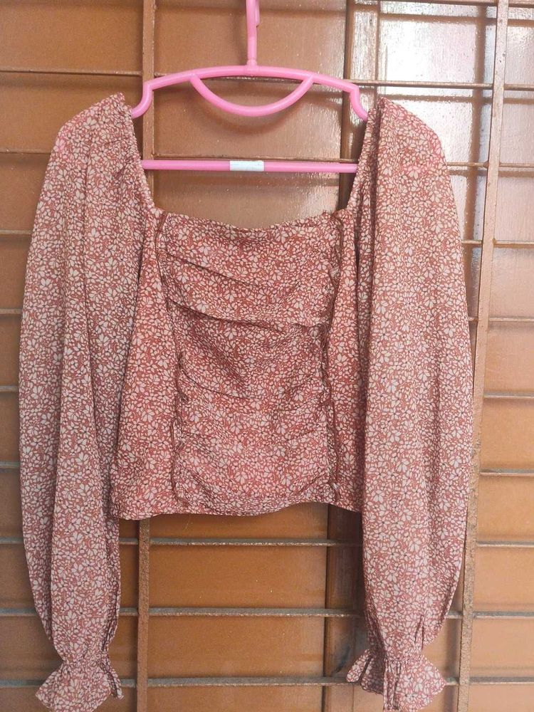 Floral Long Sleeve Crop Top