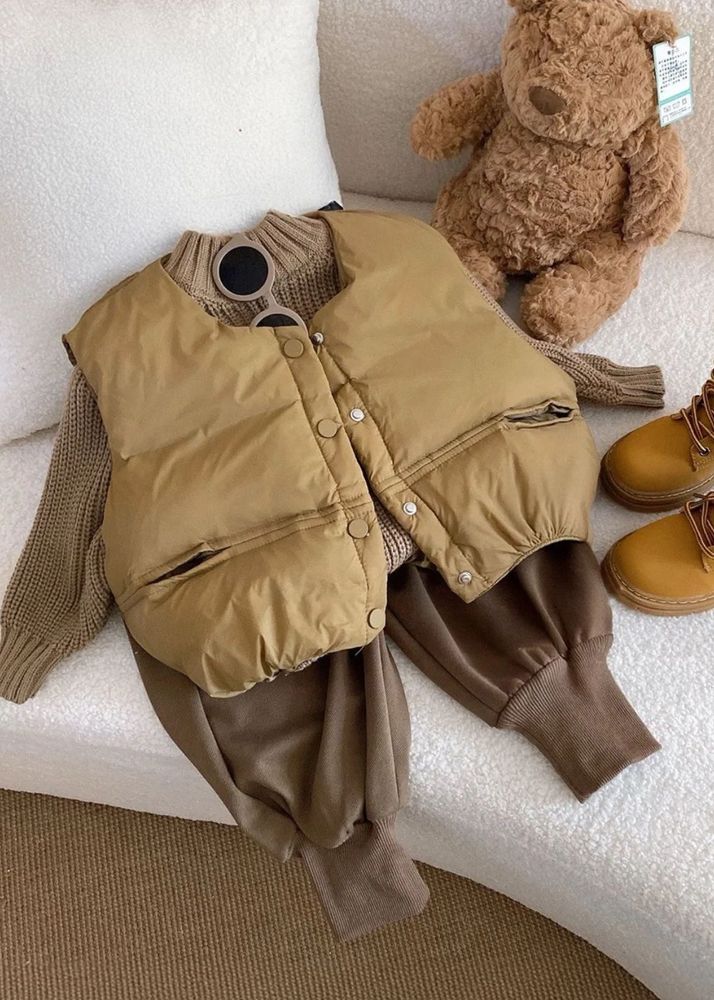 Cute Kids' Winter Vest With Fleece Pant