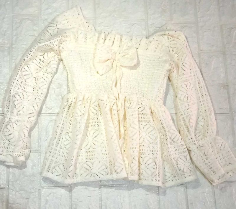 Lace Bow Long Sleeve Top