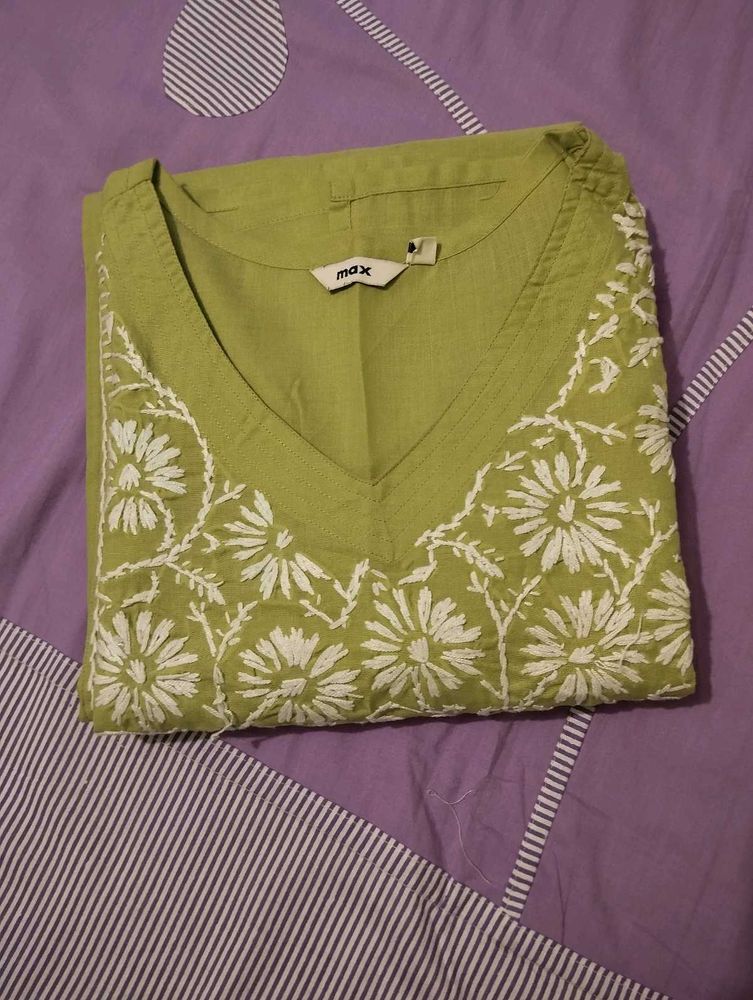 MAX embroided Lime Green Kurti