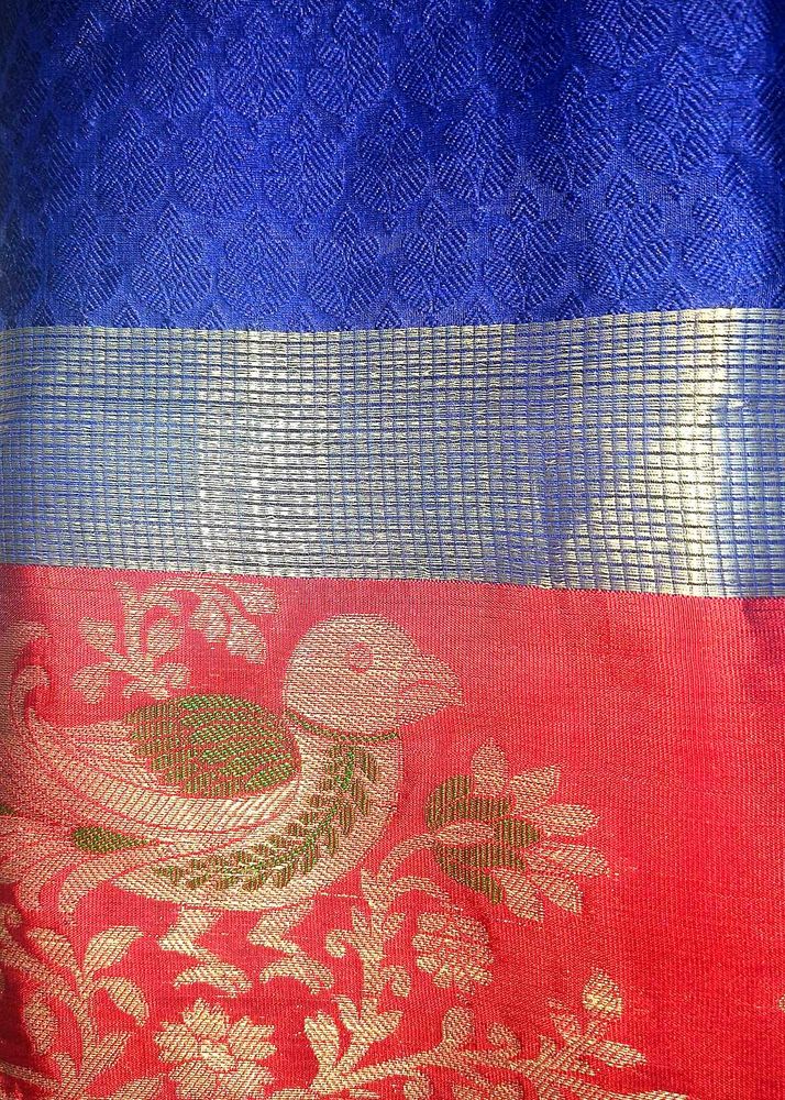 Blue Saree With Parrot Borders🥻