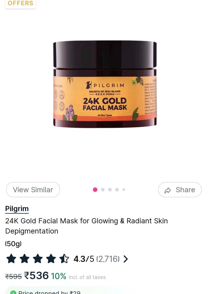 Pilgrim 24k Gold Facial Mask