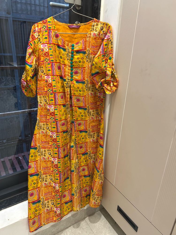 Yellow Printed Kurta