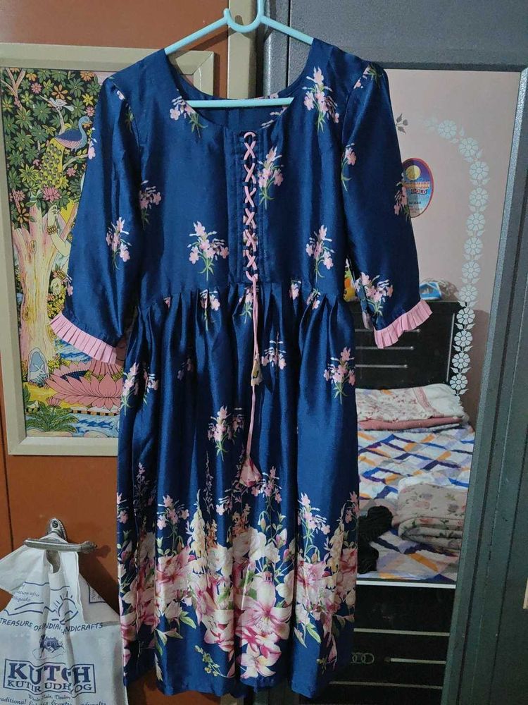 Floral Print Tie Front Kurti 👗💙😍